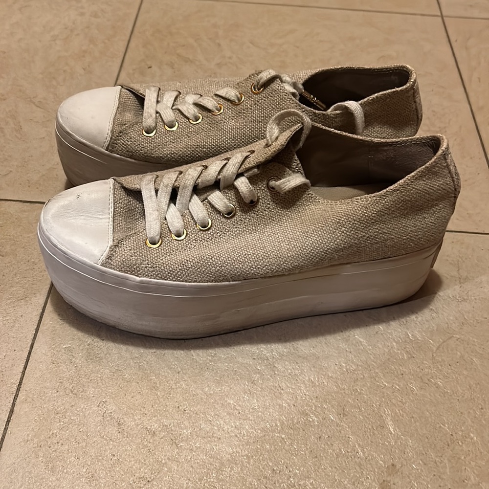 Michael Kors Canvas Platform Shoes Sneakers Size 7.5